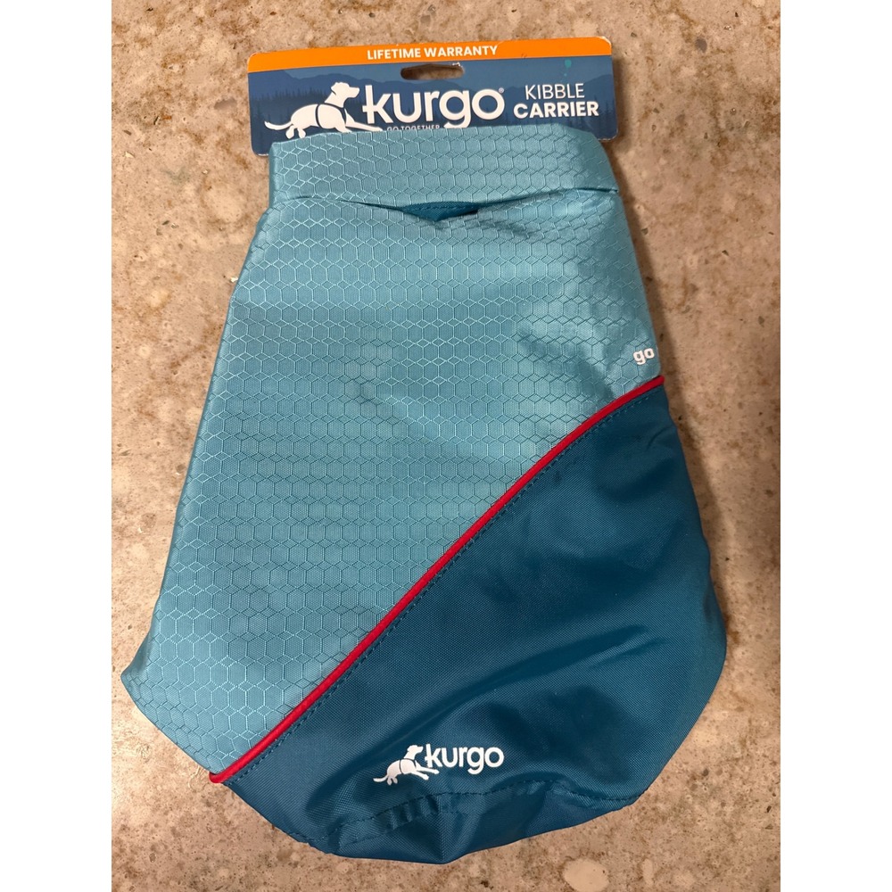 Kurgo Kibble Carrier Blue Dog Food Travel Bag 5lb Capacity Roll Top Water Proof